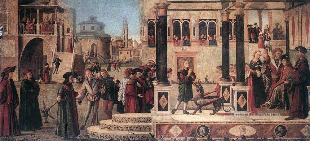 The Daughter of of Emperor Gordian is Exorcised by St Triphun Vittore Carpaccio Oil Paintings